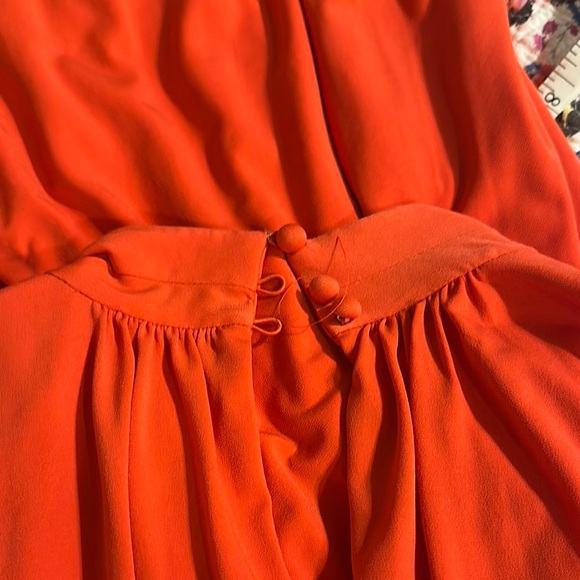 Orange A-line Mini Sundress with V-neck - Picture 4 of 4